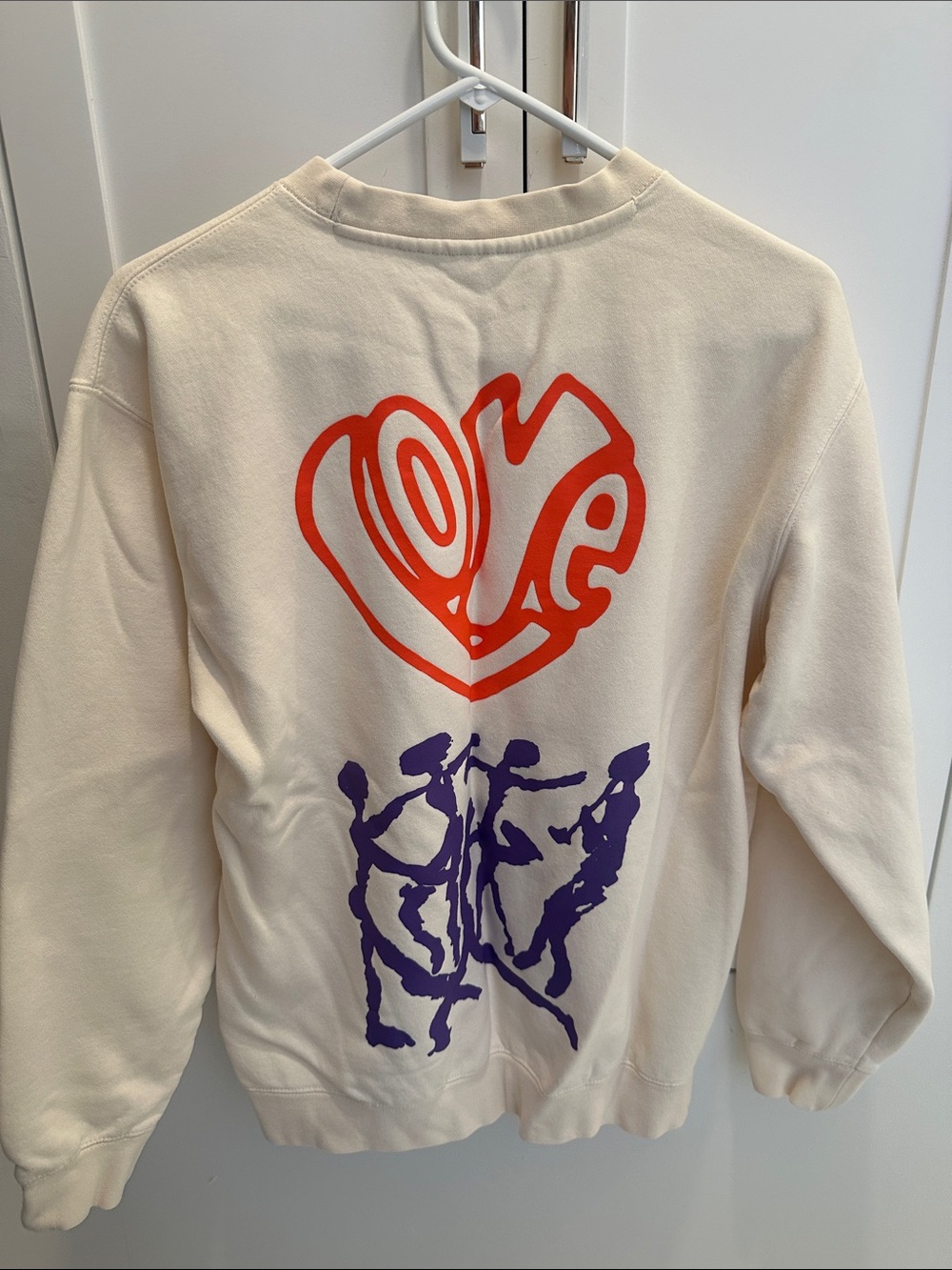 Obey Cream Sweatshirt with Coral “Love” Heart Logo